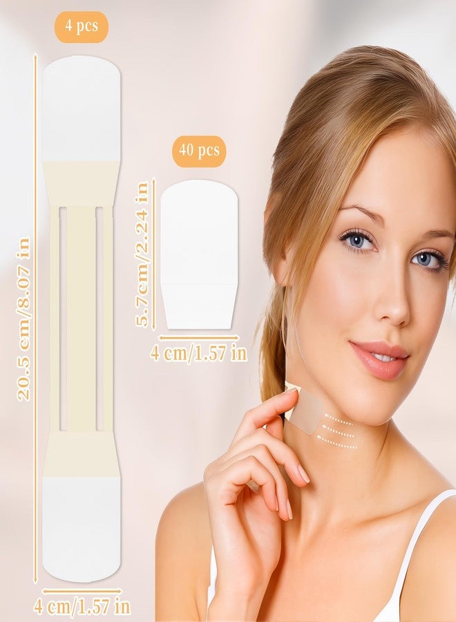 48 قطعة من أشرطة شد الرقبة غير المرئية - أشرطة شد فورية للرقبة والوجه (4 أشرطة شد عالية المرونة + 40 شريطًا بديلًا) - أشرطة بلون البشرة قابلة للتهوية لشد فوري - Image 2